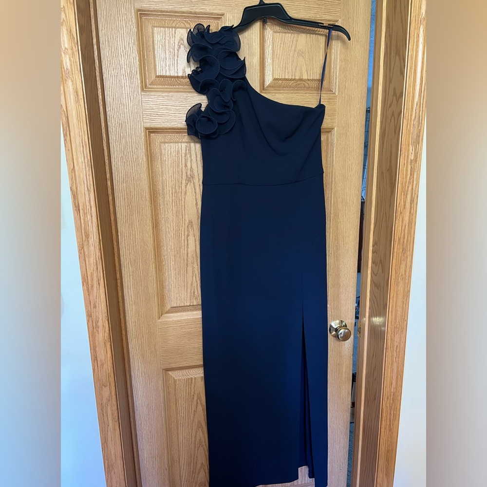 Xscape Blue One-Shoulder Sleeveless Gown for Cocktail